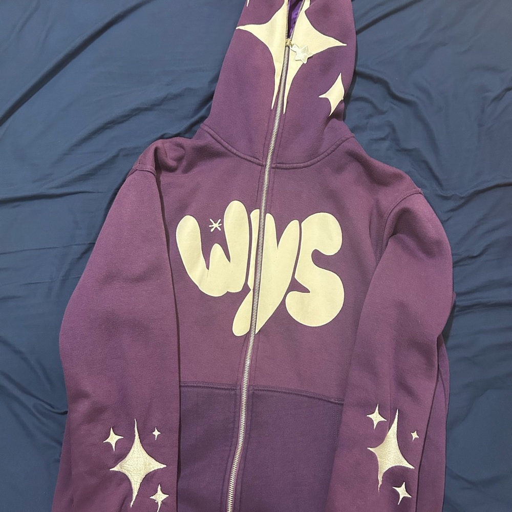 Watch Your Step Large Full Zip Purple Hoodie